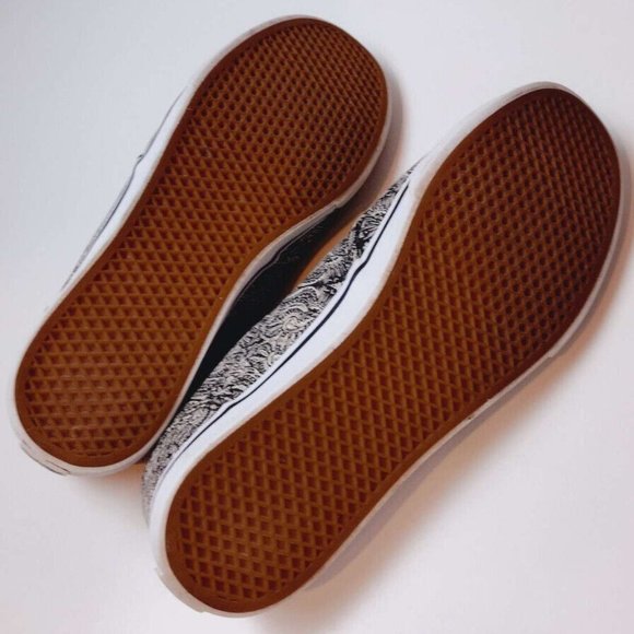 Vans Off The Wall Shoes Womens Size 8.5 Black White Paisley Sneakers - Picture 4 of 7
